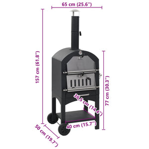 vidaXL Charcoal Fired Outdoor Pizza Oven with Fireclay Stone