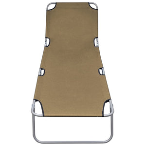 vidaXL Foldable Sunlounger with Adjustable Backrest Taupe