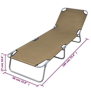 vidaXL Foldable Sunlounger with Adjustable Backrest Taupe