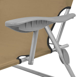 vidaXL Folding Sun Lounger with Canopy Steel Taupe