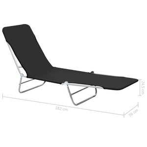 vidaXL Folding Sun Loungers 2 pcs Steel and Fabric Black