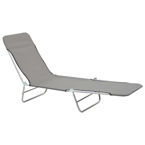 vidaXL Folding Sun Loungers 2 pcs Steel and Fabric Grey