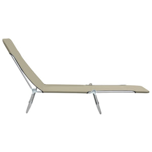 vidaXL Folding Sun Loungers 2 pcs Steel and Fabric Taupe