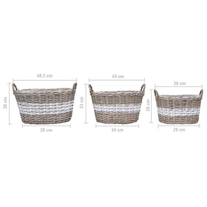 vidaXL Raised Bed 3 pcs Wicker with PE Lining