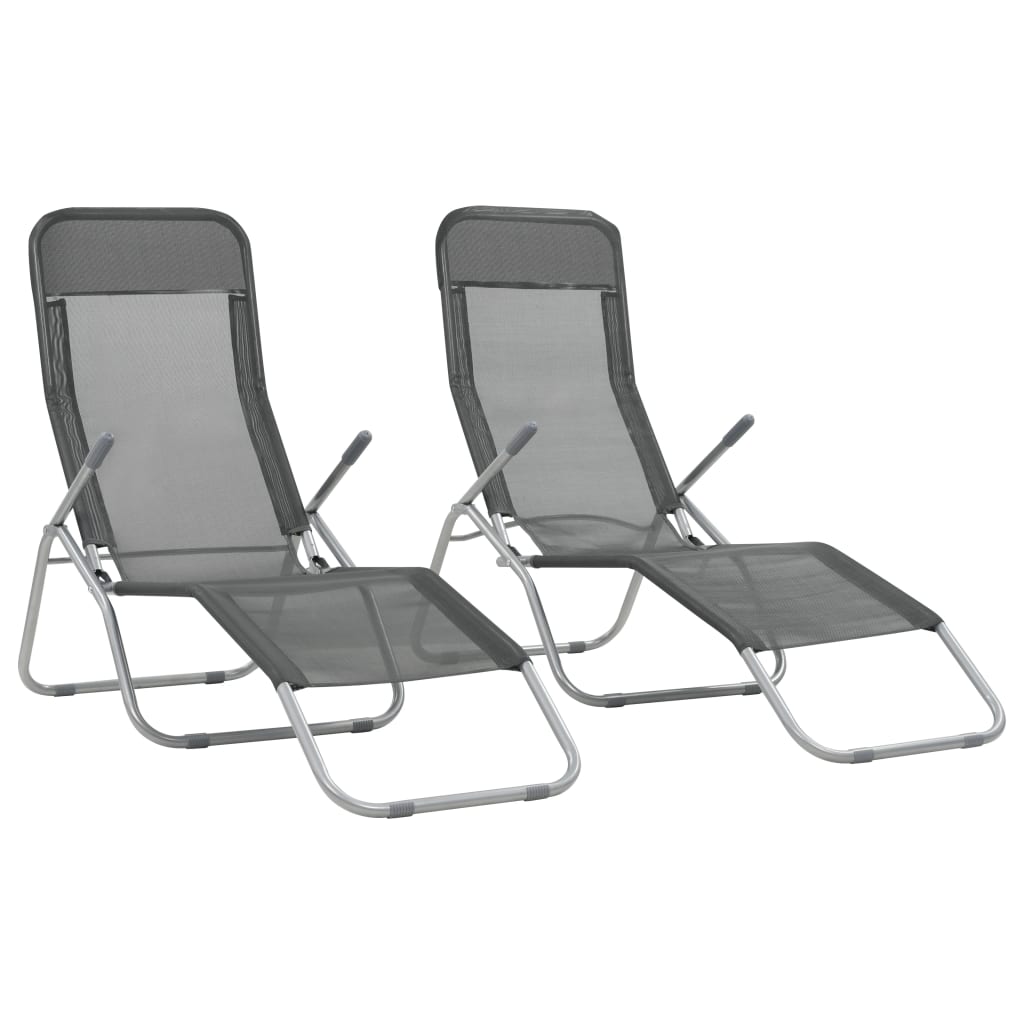 vidaXL Folding Sun Loungers 2 pcs Textilene Anthracite