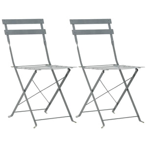 vidaXL 3 Piece Bistro Set Steel Grey