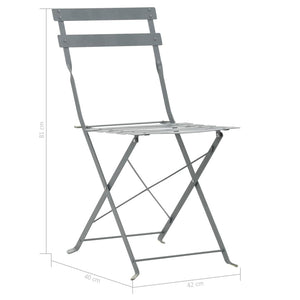 vidaXL 3 Piece Bistro Set Steel Grey