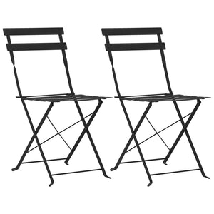 vidaXL 3 Piece Bistro Set Steel Black