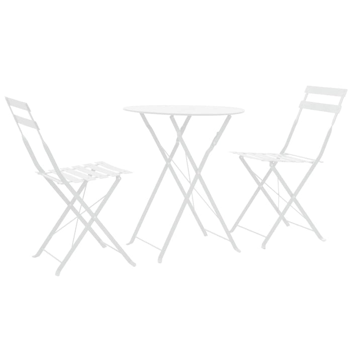 vidaXL 3 Piece Bistro Set Steel White