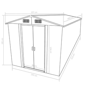 vidaXL Garden Shed 257x489x181 cm Metal Anthracite
