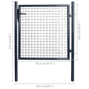 vidaXL Mesh Garden Gate Galvanised Steel 85.5x100 cm Grey