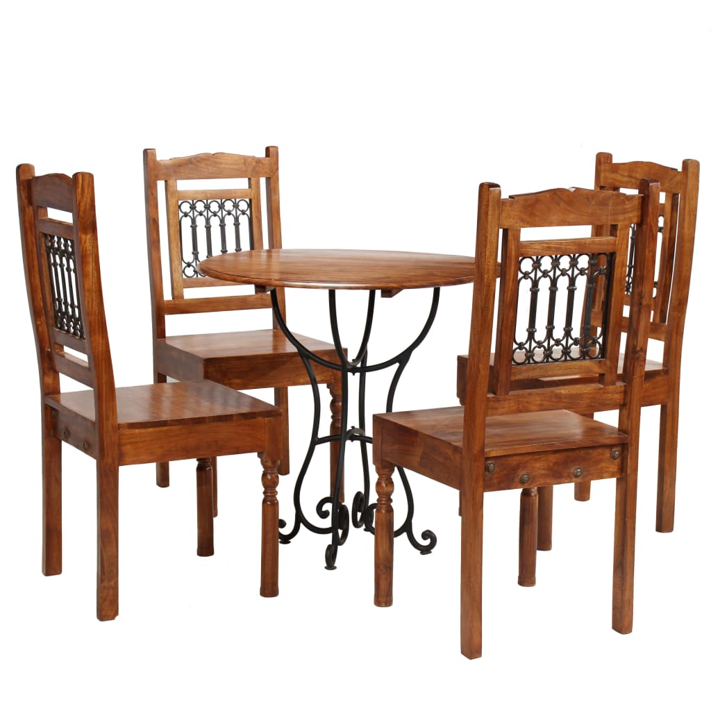 vidaXL Dining Table Set 5 Pieces Solid Acacia Wood