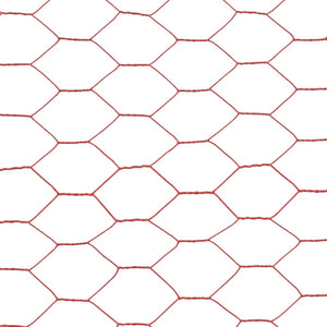 vidaXL Chicken Wire Fence Steel with PVC Coating 25x1 m Red