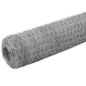 vidaXL Chicken Wire Fence Galvanised Steel 25x1.2 m Silver