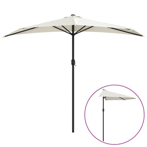 vidaXL Balcony Parasol with Aluminium Pole Sand 270x144 cm Half