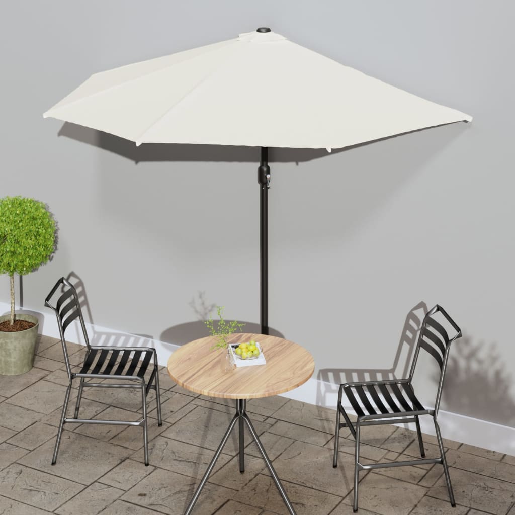 vidaXL Balcony Parasol with Aluminium Pole Sand 270x144 cm Half