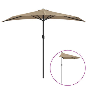 vidaXL Balcony Parasol with Aluminium Pole Taupe 270x144 cm Half