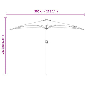 vidaXL Balcony Parasol with Aluminium Pole Sand 300x155 cm Half