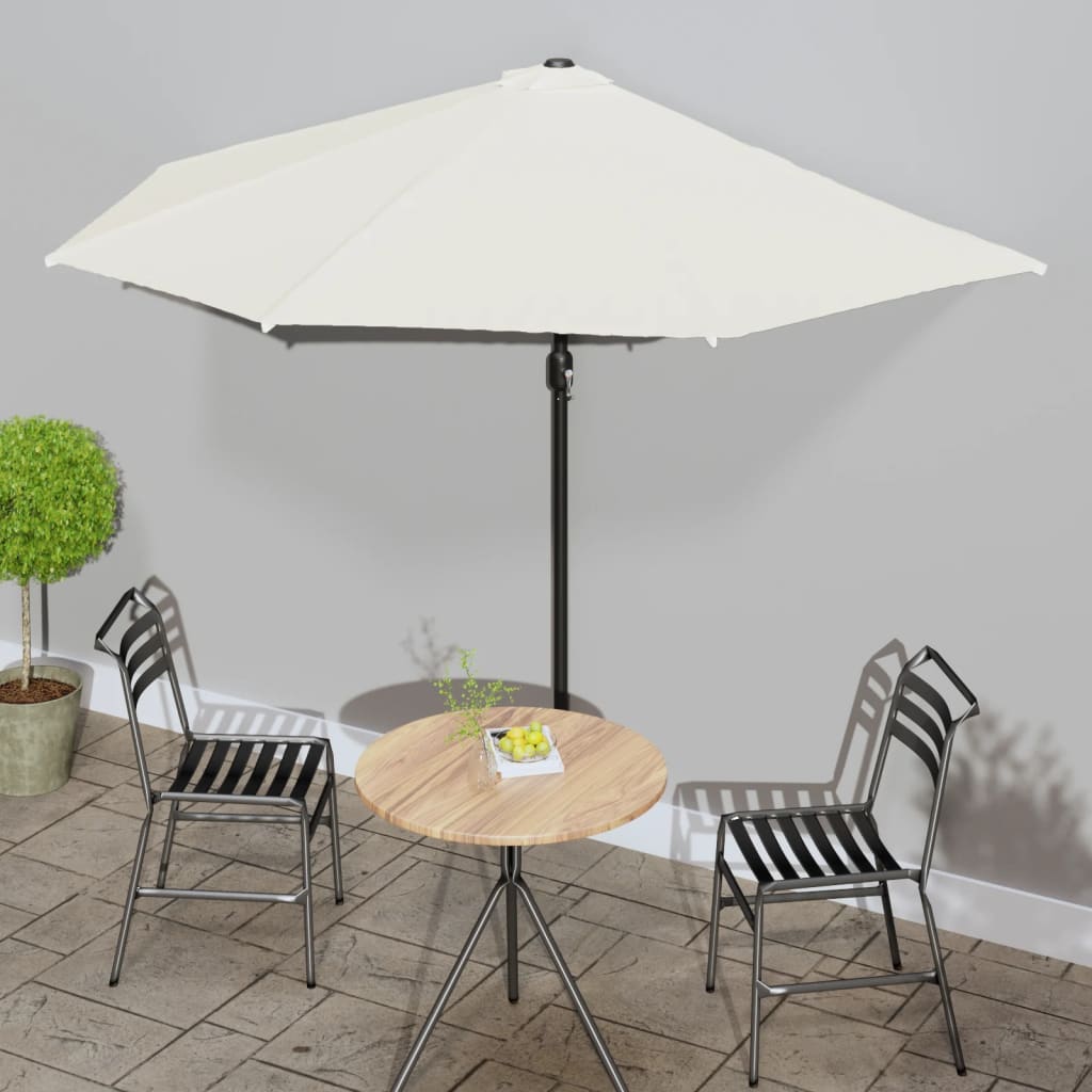 vidaXL Balcony Parasol with Aluminium Pole Sand 300x155 cm Half