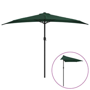 vidaXL Balcony Parasol with Aluminium Pole Green 300x155 cm Half