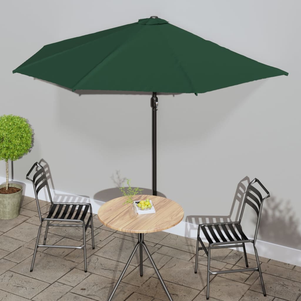 vidaXL Balcony Parasol with Aluminium Pole Green 300x155 cm Half