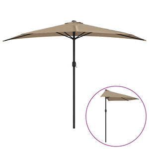 vidaXL Balcony Parasol with Aluminium Pole Taupe 300x155 cm Half