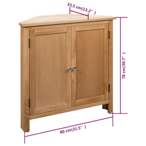 vidaXL Corner Cabinet 80x33.5x78 cm Solid Oak Wood