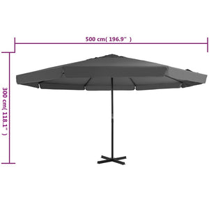 vidaXL Outdoor Parasol with Aluminium Pole 500 cm Anthracite