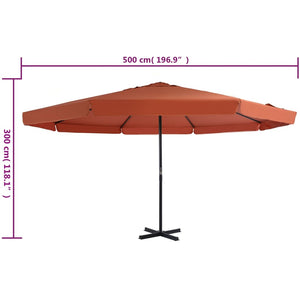 vidaXL Outdoor Parasol with Aluminium Pole 500 cm Terracotta