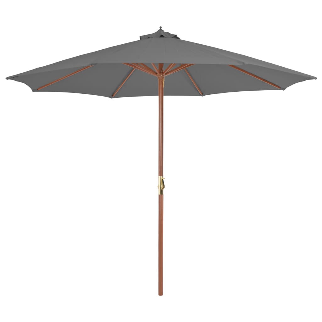 vidaXL Outdoor Parasol with Wooden Pole 300 cm Anthracite