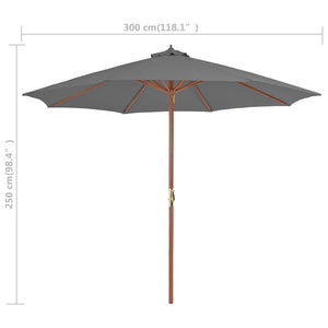 vidaXL Outdoor Parasol with Wooden Pole 300 cm Anthracite