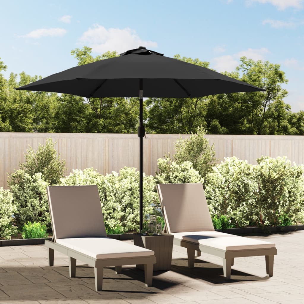 vidaXL Garden Parasol with LED Lights and Steel Pole 300cm Anthracite