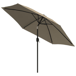 vidaXL Outdoor Parasol with LED Lights and Steel Pole 300cm Taupe