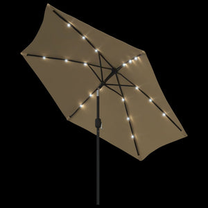 vidaXL Outdoor Parasol with LED Lights and Steel Pole 300cm Taupe