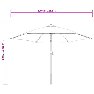 vidaXL Outdoor Parasol with LED Lights and Steel Pole 300cm Taupe