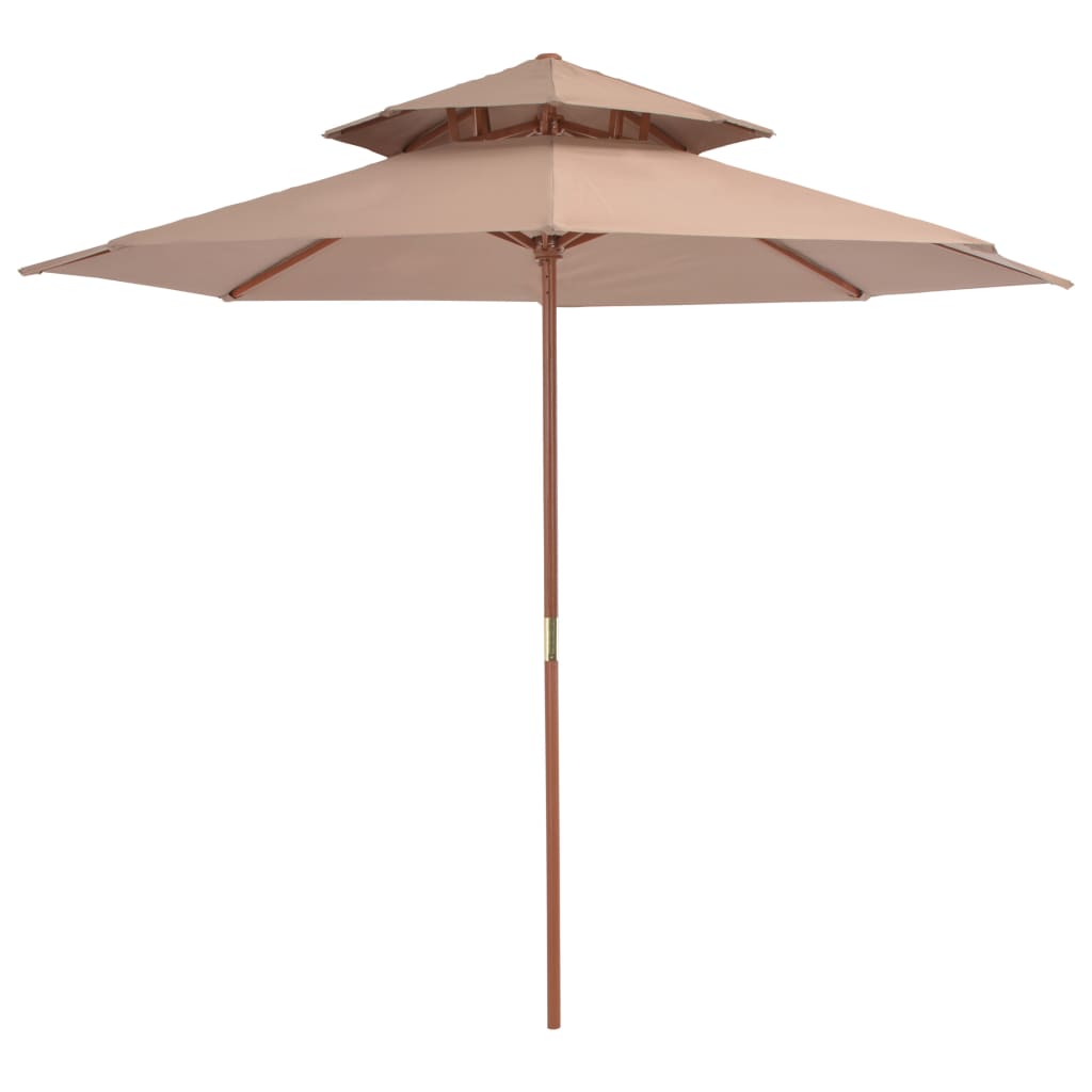 vidaXL Double Decker Parasol with Wooden Pole 270 cm Taupe