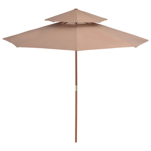 vidaXL Double Decker Parasol with Wooden Pole 270 cm Taupe