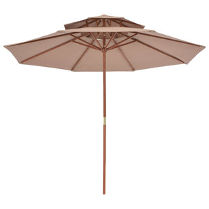 vidaXL Double Decker Parasol with Wooden Pole 270 cm Taupe