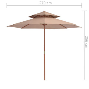 vidaXL Double Decker Parasol with Wooden Pole 270 cm Taupe