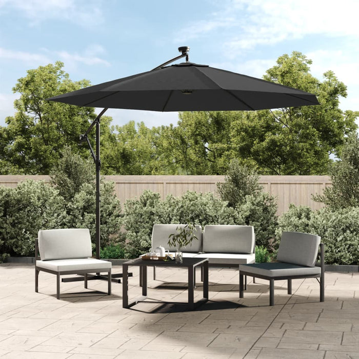 vidaXL Cantilever Garden Parasol with LED Lights and Steel Pole 300 cm Anthracite