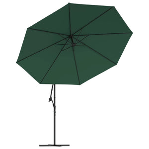 vidaXL Cantilever Garden Parasol with LED Lights and Metal Pole 350 cm Green