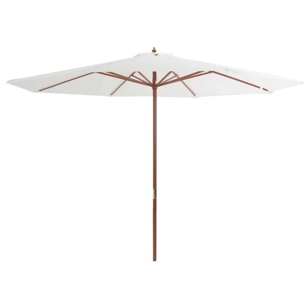 vidaXL Outdoor Parasol with Wooden Pole 350 cm Sand White