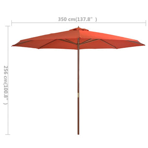 vidaXL Outdoor Parasol with Wooden Pole 350 cm Terracotta