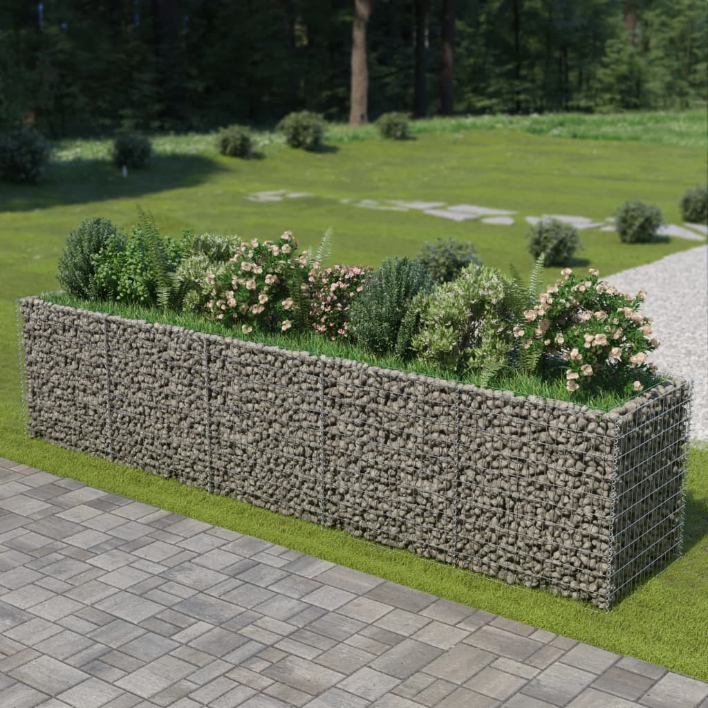 vidaXL Gabion Raised Bed Galvanised Steel 450x90x100 cm