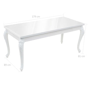 vidaXL Dining Table 179x89x81 cm High Gloss White