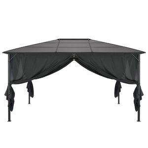 vidaXL Gazebo with Curtain Aluminium 4x3x2.6 m Black