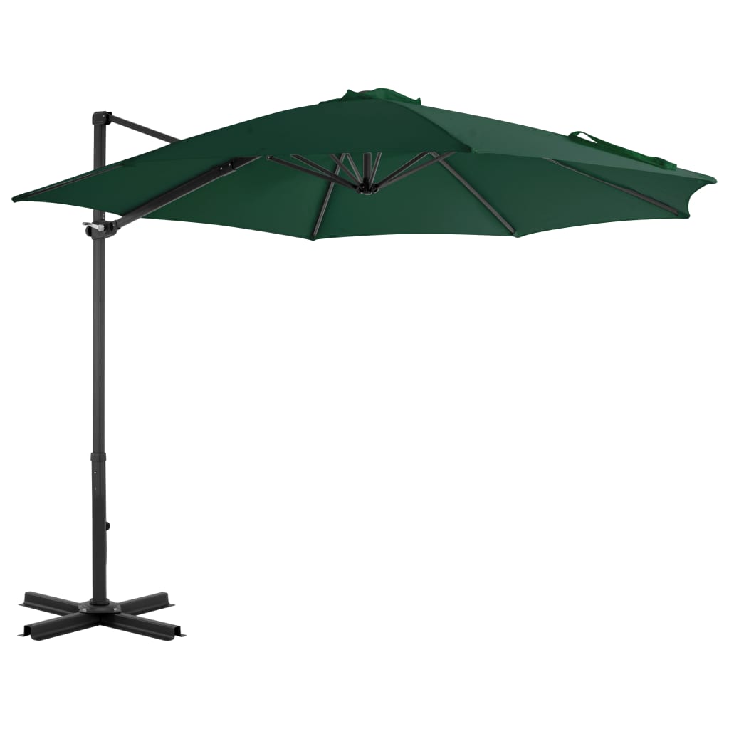 vidaXL Cantilever Garden Parasol with Aluminium Pole Green 300 cm