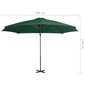 vidaXL Cantilever Garden Parasol with Aluminium Pole Green 300 cm