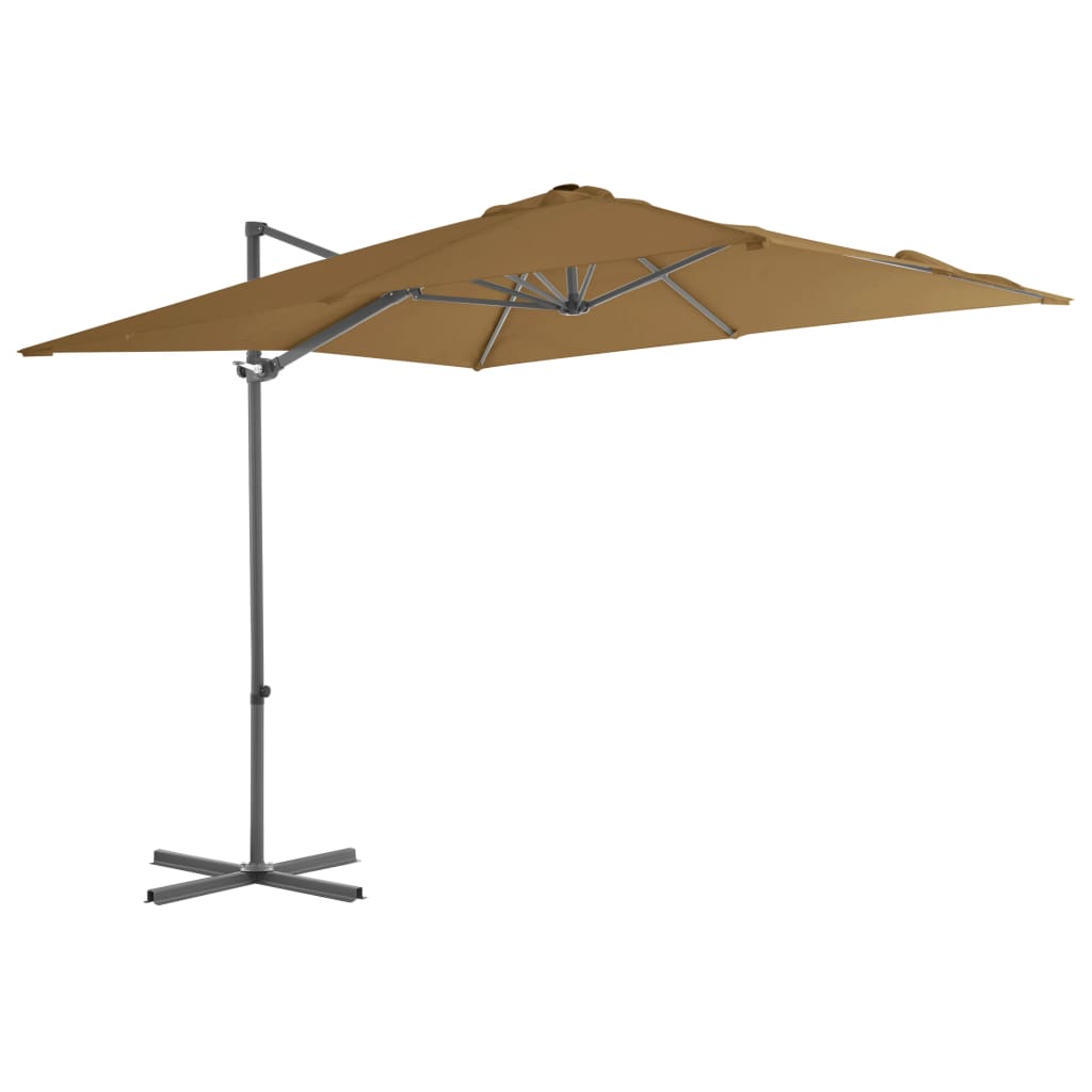 vidaXL Cantilever Umbrella with Steel Pole Taupe 250x250 cm