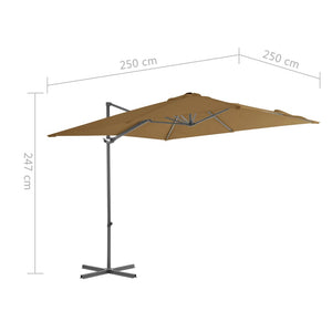 vidaXL Cantilever Umbrella with Steel Pole Taupe 250x250 cm